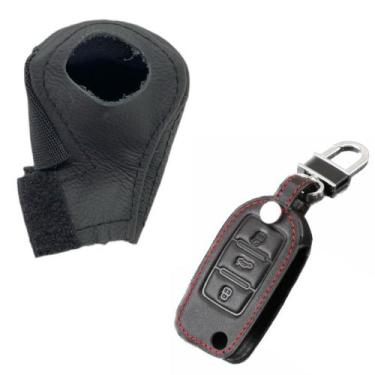 Imagem de Kit capas couro da chave e manopla câmbio automático Volks Bora 2005 2