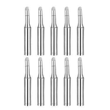 Imagem de uxcell® Pontas de ferro de solda 4 mm x 6,5 mm substituição de borda chanfrada para estação de solda ponta 900M-T-3C prata 10 peças