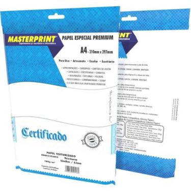 Imagem de Papel A4 Linho Branco 180G Pacote com 50 Folhas - Masterprint