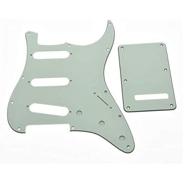 Imagem de Dopro 11 Hole Strat SSS Pickguard ST Placa Traseira Trem Capa para EUA/Mexicano FD Strat Ivory 3 Camadas