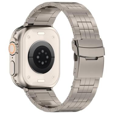 Imagem de Pulseira Metal Titanio Q5 LTimports compativel com Apple Watch 46mm Series 10, Apple Watch 45mm Series 9/8/7, Apple Watch 44mm Series 6/5/4/SE, Apple Watch 42mm Series 3/2/1 e Apple Watch Ultra/Ultra2 49mm (LT-Titanio)