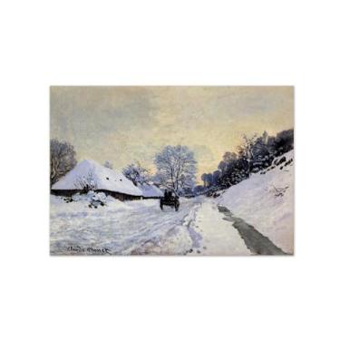 Imagem de MUHJDYC Impressão de pinturas famosas em tela-paisagem tela arte de parede imagem fina arte pôster reprodução decoração de parede (carrinho na estrada coberta de neve) 50x70cm-19x27in sem moldura
