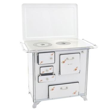 Imagem de Fogão A Lenha 01 Venâncio Gabinete E Tampa Tradicional Branco Florido 1gdftbr
