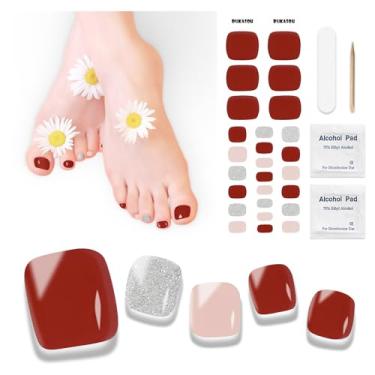 Imagem de DUKASOU Tiras De Gel Semi-Curado Para Unhas Dos Pés, 26 Adesivos Qualquer Lâmpada Uv (Não Incluídas), Pedicure Longa Duração Inteiras Femininas (Vermelho Tijolo Refratário)