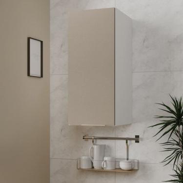 Imagem de Armário Aéreo 1 Porta 30cm Ipanema Cabecasa Madeiramadeira Cinza Trama/Branco