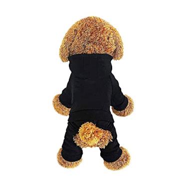 Imagem de Moletom com capuz para cães, macacão para animais de estimação, moletom de lã com botões, roupas para cães, casacos para clima frio para cães, pijama para cães, moletom de algodão quente de inverno, moletom com capuz com 4 pernas roupas para cães pequenos médios e grandes gatos menino menina