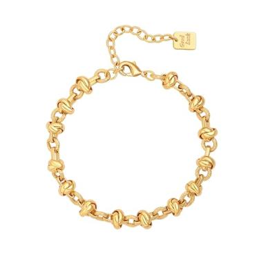Imagem de SOFYBJA Pulseiras de corrente ovais cubanas personalizadas banhadas a ouro 18 k para homens e mulheres, intermediate, Ouro amarelo, Sem Pedra Preciosa
