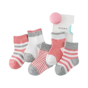 Imagem de Meias De Algodão Listradas Fofas Para Meninos E Meninas, 5 Pares, Prim