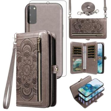Imagem de Asuwish Capa de celular para Samsung Galaxy S20 5G 6,2 polegadas carteira magnética destacável com protetor de tela de vidro temperado alça transversal porta-cartão flor S 20 20S UW S2O G5 feminino