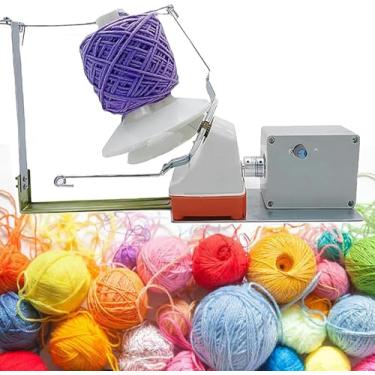 Imagem de FYLFANYAN Enrolador de esferas de fio elétrico - pode enrolar bolas de fio de 500 g, máquina automática de enrolamento de fio de carretel de tricô, enrolador de esferas de fio grande, máquina de