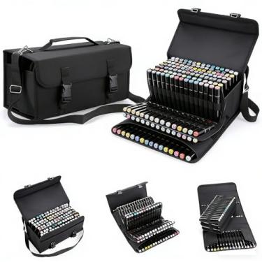 Imagem de Estojo Escolar Dual Marker, Bolsa Para Lápis De Esboço E Desenho Capacidade 80 Cores, Ideal Sessões Campo