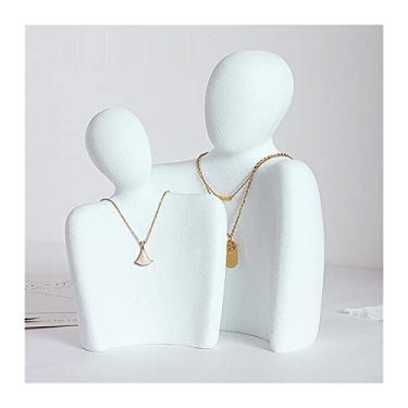 Imagem de Porta-joias Nice L/M resina fosca branco/preto médio retrato lateral modelo brincos colar suporte de exibição de joias adereços de exibição de joias exibição de joias (cor: branco fosco G M)