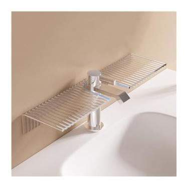 Imagem de Prateleiras de banheiro organizador de prateleira de banheiro sobre torneira, prateleira de pia de banheiro de acrílico ondulado transparente, sem perfuração, organizador de prateleira em forma de U