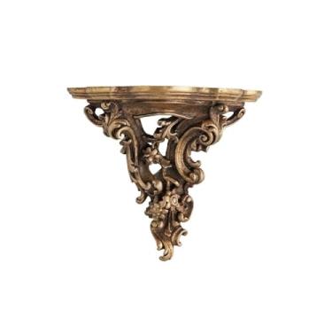 Imagem de CFGH6FDF Castiçal de resina esculpido na parede suporte de vela estilo europeu nostálgico decoração de parede prateleira suporte à luz de velas