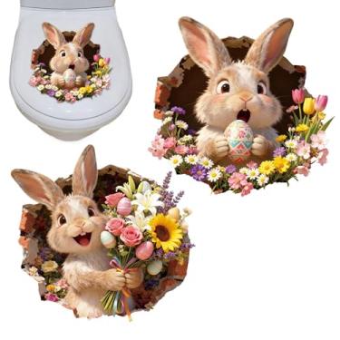 Imagem de Adesivos de Páscoa para Janelas - 2 Peças Em PVC De Primavera Impermeável Autoadesivo | Autocolantes De Coelhos Para Decoração De Banheiro,Para Espelho Vidro Decoração Escritório Loja