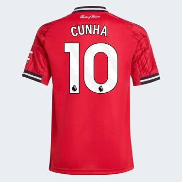 Imagem de Camisa Adidas Manchester United Home 2026 Juvenil 10 Cunha, 14 ANOS