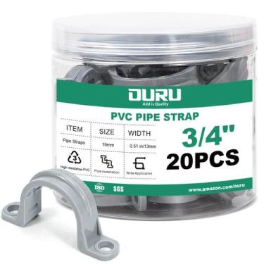 Imagem de Fitas para Tubos OURU 20 peças, grampo PVC de furo duplo 3/4"