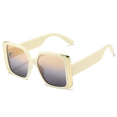 Imagem de Óculos de sol quadrados Steampunk para mulheres Moda Grande Armação Óculos de sol Punk Feminino Liga Decoração Óculos UV400,C6Beige,AmareloCinza,Tamanho único