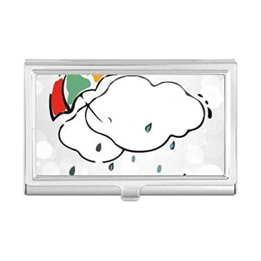 Imagem de Capa porta-cartões com estampa de ilustração em nuvem guarda-chuva porta-cartões