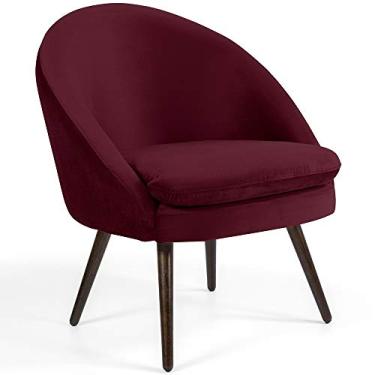 Imagem de Poltrona Decorativa Fixa Pés Palito Rafa D02 Veludo Marsala C-278 - Lyam Decor