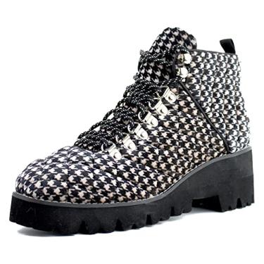 Imagem de Cecelia New York Botas estilo espinha de peixe com cadarço e sola de combate, Preto/branco, 6