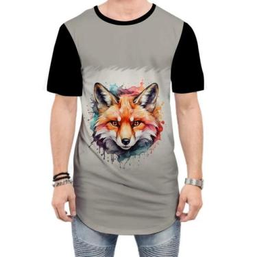 Imagem de Camiseta Longline Raposa Fox Ilustrada Abstrata Cromática 1 - Kasubeck