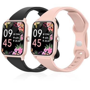 Imagem de Lzwldan Pacote com 2 pulseiras de relógio finas compatíveis com relógio inteligente Woneligo/Fitpolo IDW13, pulseira de substituição de silicone macio para relógio FITVII