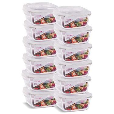 Imagem de Conjunto 12 Potes Vidro Hermético Marmita Trava Quadrado 800ml