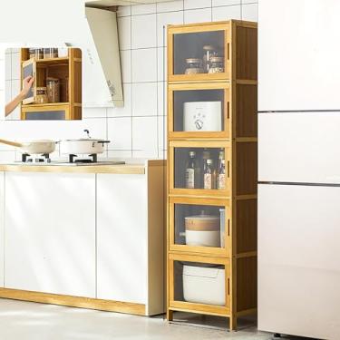 Imagem de Armário de armazenamento de cozinha, armário de despensa, armários independentes, aparador com portas, prateleira de armazenamento de cozinha para temperos, panelas e frigideiras, armário para