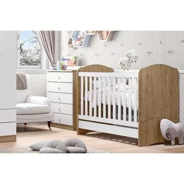 Imagem de Quarto Infantil Completo Bala De Menta 2 Peças (1 Cômoda + 1 Berço) Qi95 Rústico-branco - Henn