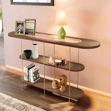 Imagem de Aparador Buffet Infinity Com Pés Em Aço E Detalhe Em Vidro Castanho