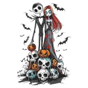 Imagem de Adesivos de parede de Halloween fantasma horrível noiva esqueleto adesivos de parede, descasque e cole adesivos de arte de parede para decoração de festa atmosfera festiva