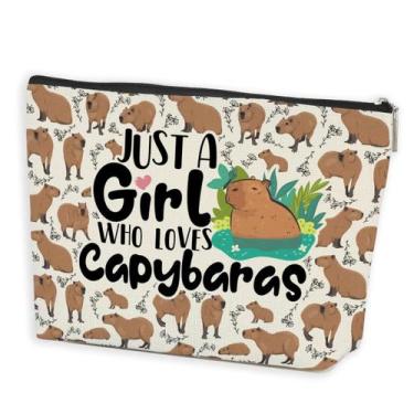 Imagem de Bolsa de maquiagem de capivara, presentes de capivara, material de cap
