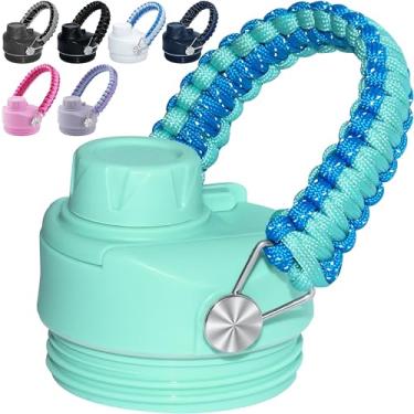 Imagem de Tampa Chug para substituição de tampa YETI, com alça de paracord para garrafa YETI Rambler 12 18 26 36 acessórios de 1,8 l, junta removível e alça (reversível) - espuma do mar