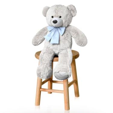 Imagem de ALEPLUSH - Urso De Pelúcia P 50cm Com Laço - Baunilha Com Azul Bebê