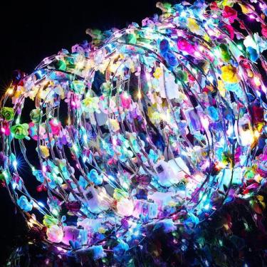 Imagem de Tiara luminosa com faixa de flores LED Yunsailing para meninas