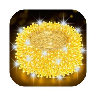 Imagem de Cordão 500 Leds Com Strobo 50 Metros Prova D'água Fio Transparente Nat