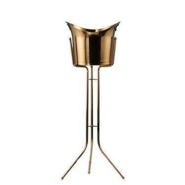 Imagem de baldes de gelo Balde de champanhe chão aço inoxidável, grande balde gelo para festa em bar(Gold)