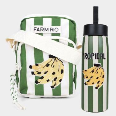 Imagem de Kit Shoulder Bag Farm Da Gema Banana Tropical + Garrafa Térmica, Verde