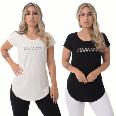 Imagem de Kit 2 Blusa Feminina Academia Fitness Action - Sallada Mista, Marfim, 