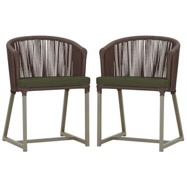 Imagem de 2 Cadeiras De Jantar Noronha Fendi Corda Náutica E13 Trama Marrom