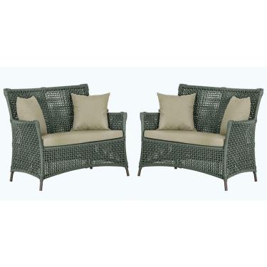 Imagem de 2 Sofás área Externa Igapó Alumínio Pintura Marrom Corda Náu Verde