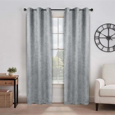 Imagem de Superior Cortinas semiblackout Senna - Design texturizado sólido vintage - 106,7 cm x 274,3 cm - Cabeçote com ilhós - Cortinas com bloqueio solar e escurecimento de ambiente para quarto, sala de estar
