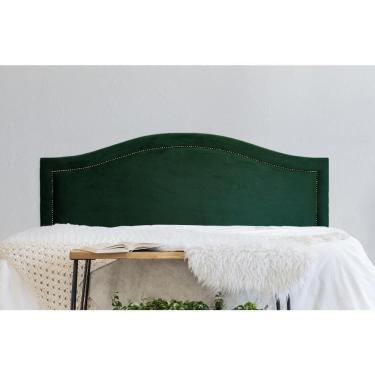 Imagem de Cabeceira Casal Curva Luxo 140x60 Veludo Verde - Tachas Fumê
