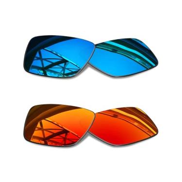 Imagem de SmartVLT Lentes de reposição masculinas Ice Blue & Fire Red para óculos de sol Oakley Eyepatch 2 OO9136