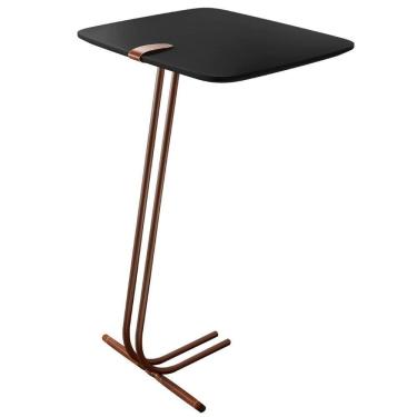 Imagem de Mesa Apoio Lateral Para Sofá Lisboa Pé Café Laca Preto
