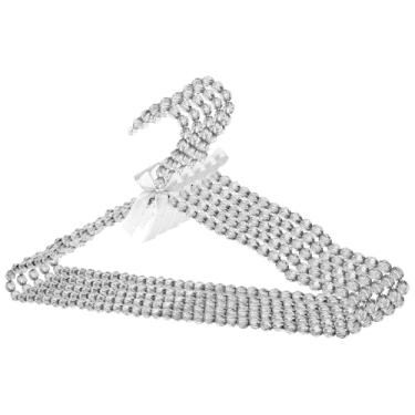 Imagem de BUNCHBRAVO Cabides de contas com laço de cetim – conjunto de 5 cabides antiderrapantes de 39,9 cm para vestidos de noiva, exibição de boutique e decoração de armário - cinza suave