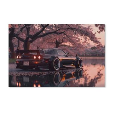 Imagem de HouLaiZhe Modificado Rx7 Flor de cerejeira Jdm pôsteres de carro tela estética decoração de sala de parede impressões de parede sala de galeria decoração de parede para quarto sala de estar escritório