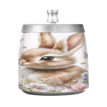 Imagem de JUZIHAI Cinzeiro de coelhinho da Páscoa com tampa, cinzeiro de aço inoxidável inodoro à prova de vento cinzeiro sem fumaça para escritório em casa, pátio, varanda, cigarro