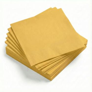 Imagem de Horaldaily Pacote com 100 guardanapos de coquetel, guardanapos de papel descartáveis de 12 x 12 cm para festa, aniversário, casamento, aniversário, chá de bebê (100, amarelo)